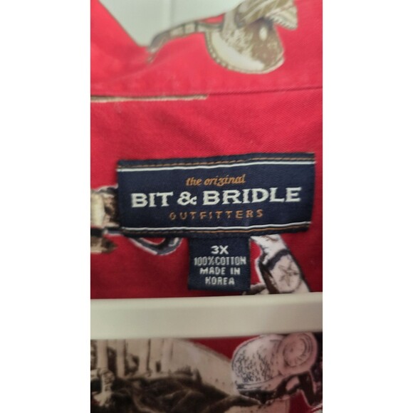 Bit and Bridle Men's Button Down Shirt 3XL HORSES Western - Picture 3 of 6